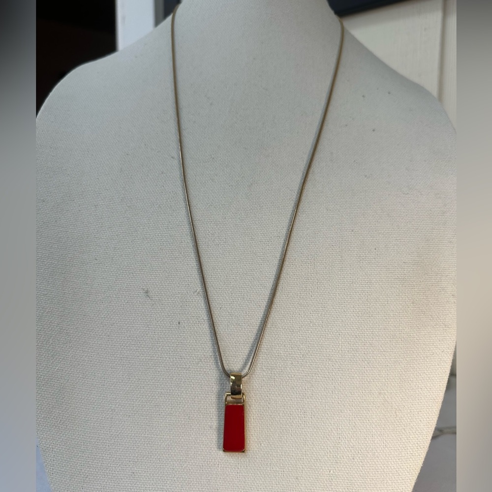 Long minimalist red pendant necklace